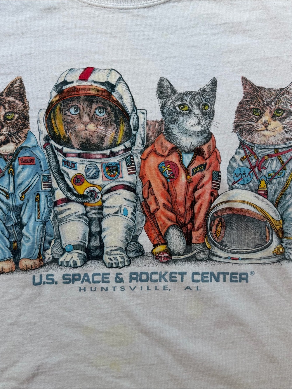 Vintage Y2K Prints Of Tails Kennedy Space Center Cat T-Shirt Size Medium AOP - Picture 2 of 7